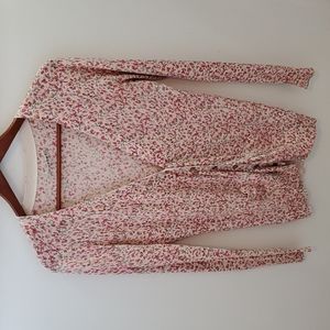 Velvet Silk Blend Ditsy Floral Cardigan Size Large